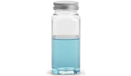 Plastic Square Clear Bottles with Aluminum Caps, 8 oz.
